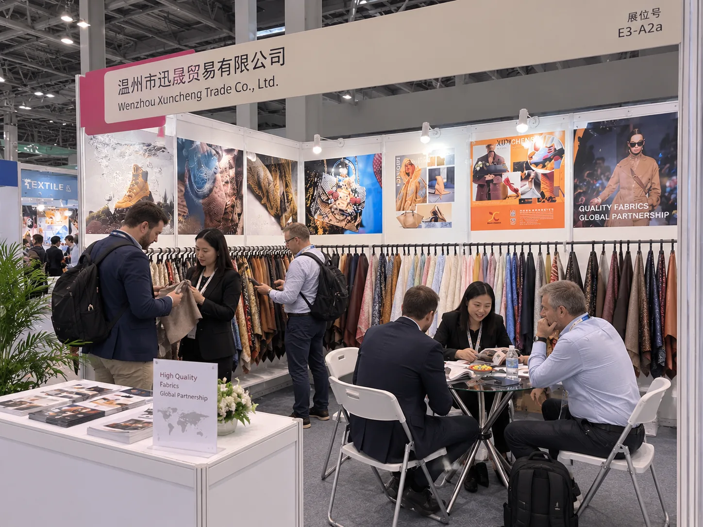 Visitors talking with the Xuncheng team at the exhibition